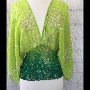 Green Apple Floral Blouse